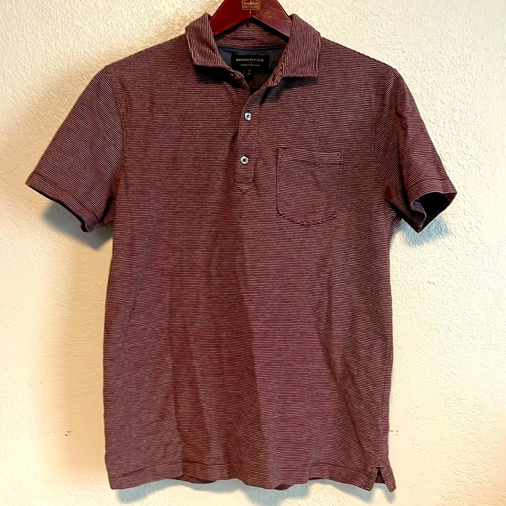 Banana Republic short sleeve polo - burgundy/white